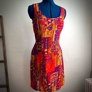 Vintage Rampage Abstract Print Scoop Neck Sleeveless Mini Sheath Dress